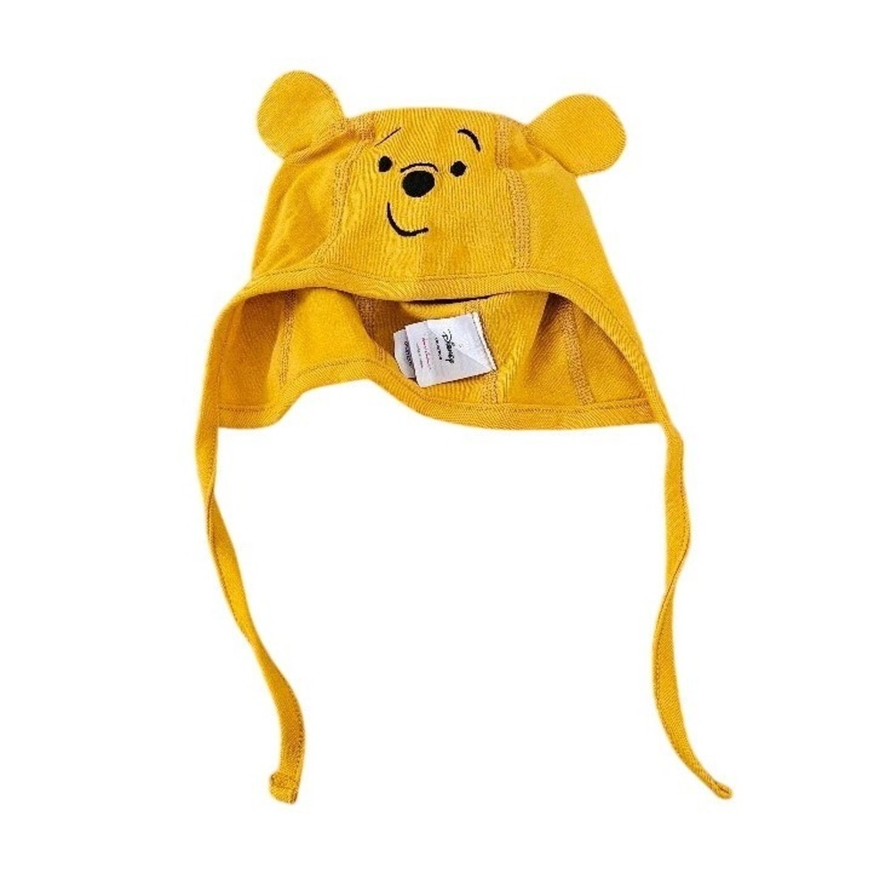 Hanna Andersson Disney Winnie the Pooh Yellow Ribbed Cotton Pilot Cap Hat Small